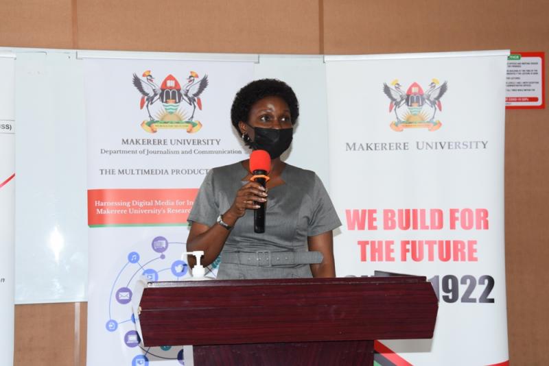 The DVC F&A, Dr Josephine Nabukenya delivering her remarks