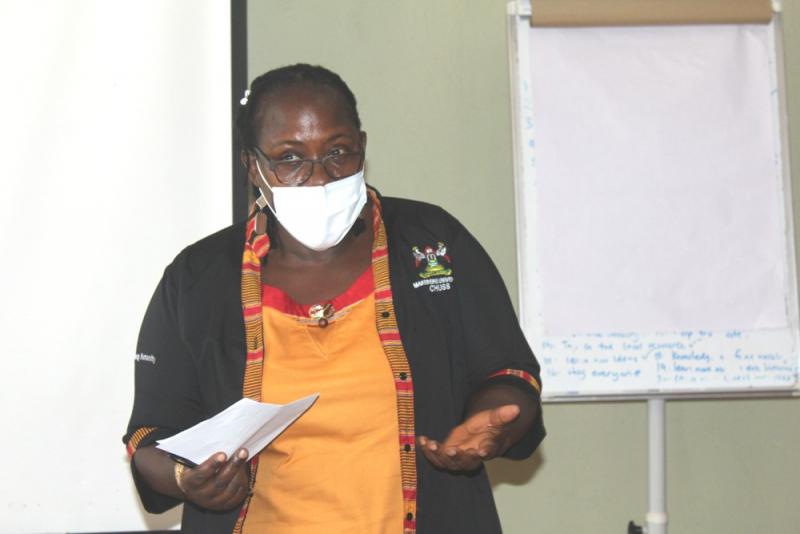 The Principal of CHUSS, Dr Josephine Ahikire addressing partcipants