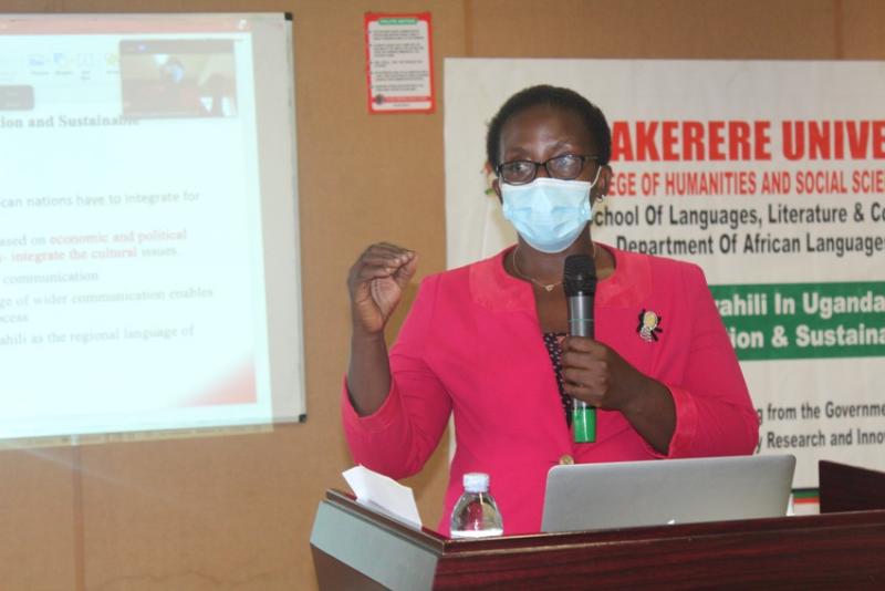 The Principal Investigator, Dr Caroline Asiimwe disseminating the research findings