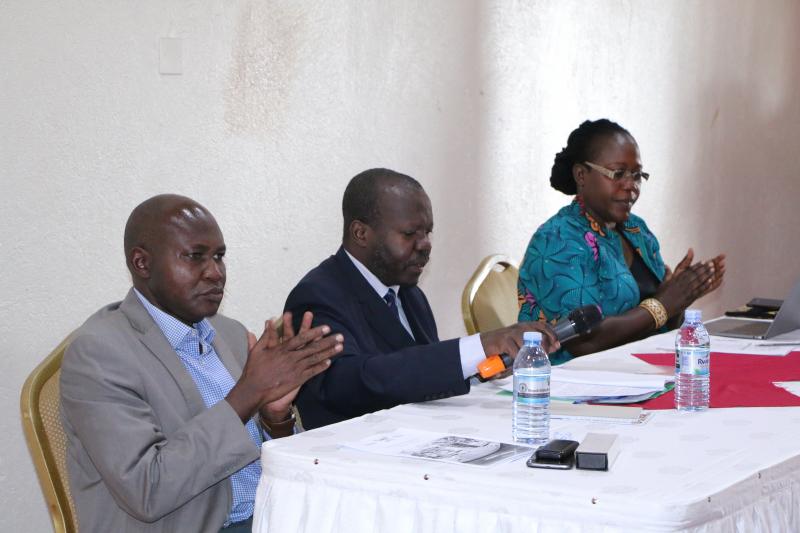 Dr David Owiny and Dr Josephine Ahikire together with the DVCAA at the workshop