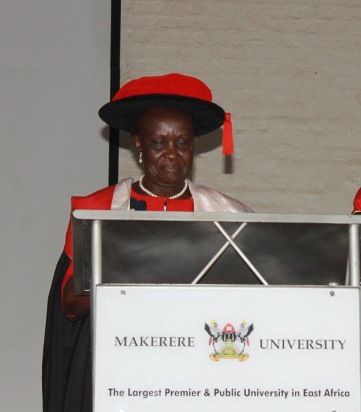 Prof. Mukama delivering her valedictory lecture