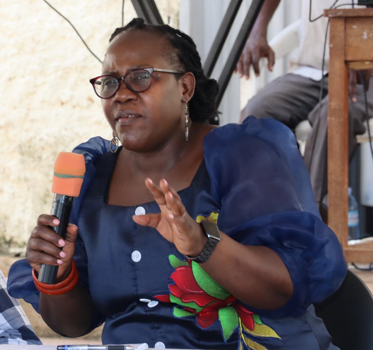 Prof. Josephine Ahikire addressing freshers
