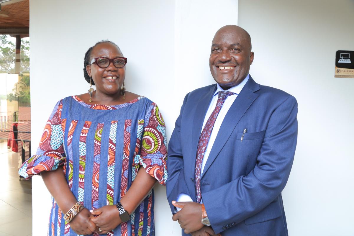 Prof. Josephine Ahikire the project PI posing for a photo keynote speaker Prof. Fred Masagazi-Musaazi