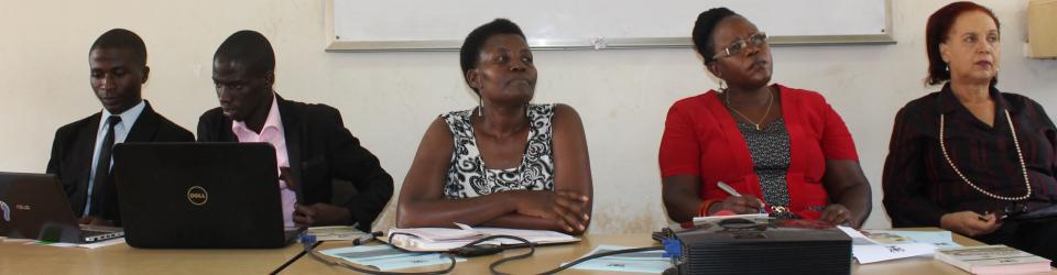 Right-Left: Former Executive Director Uganda Investment Authority, Dr Maggie Kigozi, the Dean, School of Women and Gender Studies, Assoc. Prof. Josephine Ahikire, Dr Peace Musimenta and the student leaders