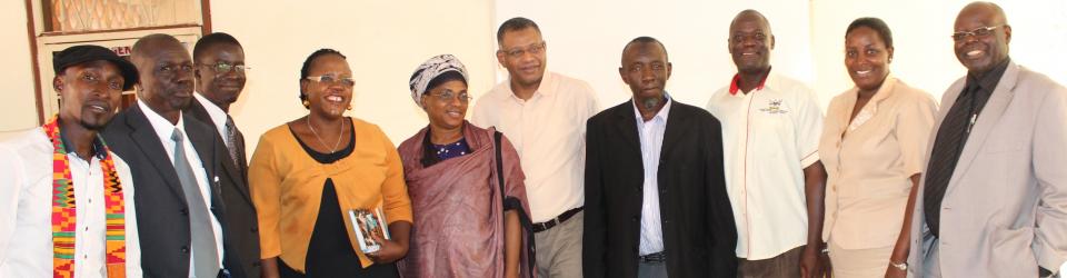 Mrs Mazrui in a group photo with the team from CHUSS and the Makerere University Private Sector Forum