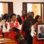 PAF students lead the remains of Mutekanga into the church