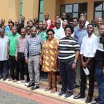 Participants in a gropu photo after  after a health break