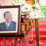 The casket of the Late laid in church during the requiem mass