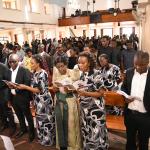 The children of the deceased (in front) during the service