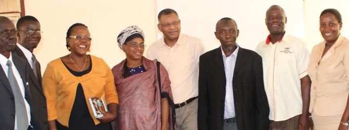 Mrs Mazrui in a group photo with the team from CHUSS and the Makerere University Private Sector Forum