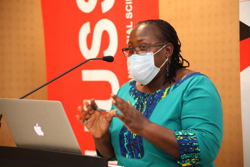 The Principal, CHUSS, Dr Josephine Ahikire delivering her remarks